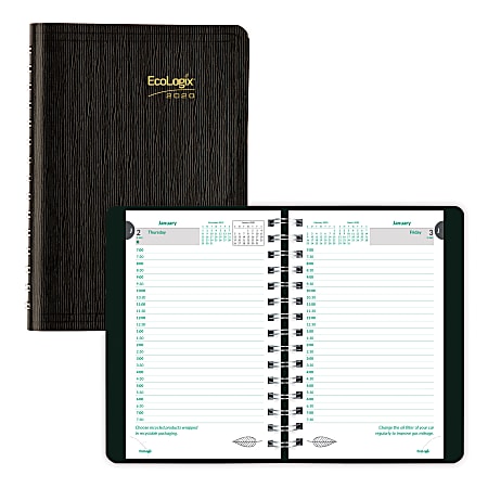 Brownline® EcoLogix Daily Planner, 8" x 5", Black, January to December 2020