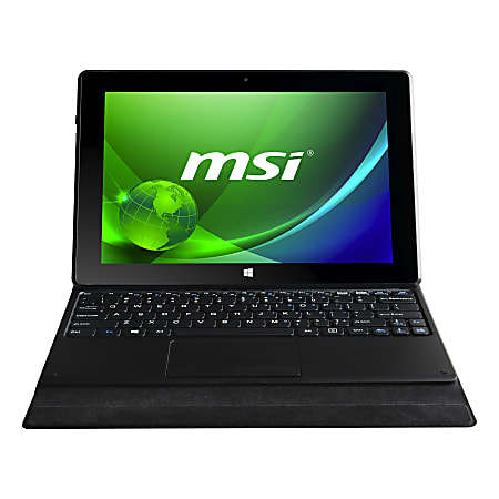 MSI S100-017US 10.1" Touchscreen LCD 2 in 1 Notebook - Intel Atom Z3740D Quad-core (4 Core) 1.33 GHz - 2 GB DDR3L SDRAM - 64 GB Flash Memory - Windows 8.1 - 1280 x 800 - In-plane Switching (IPS) Technology - Hybrid - Black