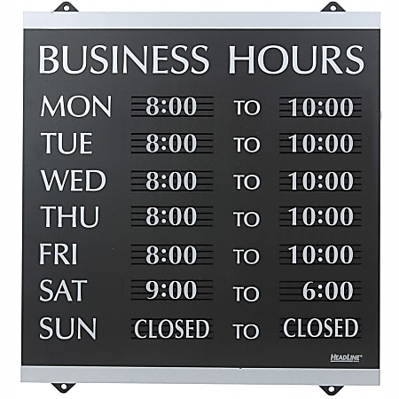 U.S. Stamp & Sign Century Series "Business Hours" Sign, 14"H x 13"W