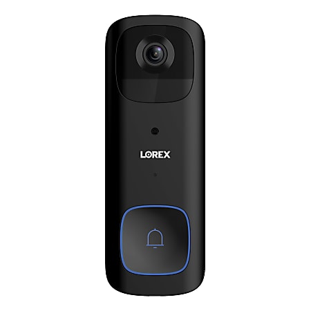 Lorex Wi-Fi Battery-Operated 2K Smart Video Doorbell, 5.8"H x 2.1"W x 2.1"D, Black