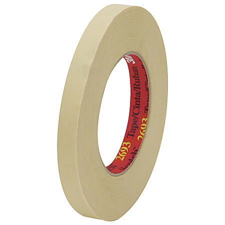3M™ 2693 Masking Tape, 3" Core, 0.5" x 180', Tan, Pack Of 12