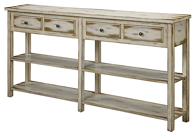Coast to Coast 4-Drawer Console Table, 34-1/2"H x 72"W x 12"D, White