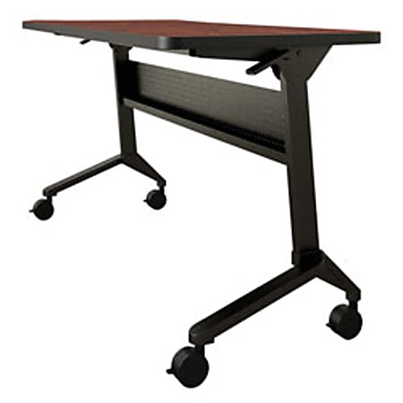 Mayline® Flip-N-Go® Training Table, 29"H x 60"W x 18"D, Regal Mahogany/Black