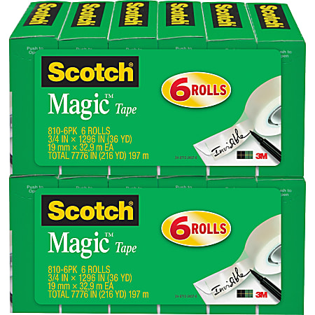 Scotch® Magic™ Tape, 0.75" x 108', Clear, Pack Of 12 Rolls