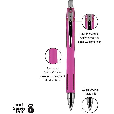 uni Jetstream RT Pink Ribbon Ballpoint Pen - Medium Pen Point - 1 mm Pen Point Size - Multi - Pink Barrel - 3 / Pack