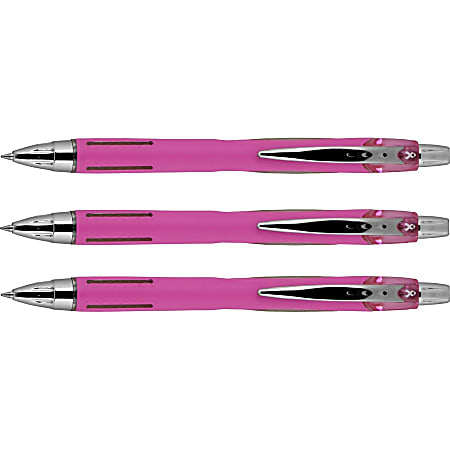uni Jetstream RT Pink Ribbon Ballpoint Pen - Medium Pen Point - 1 mm Pen Point Size - Multi - Pink Barrel - 3 / Pack