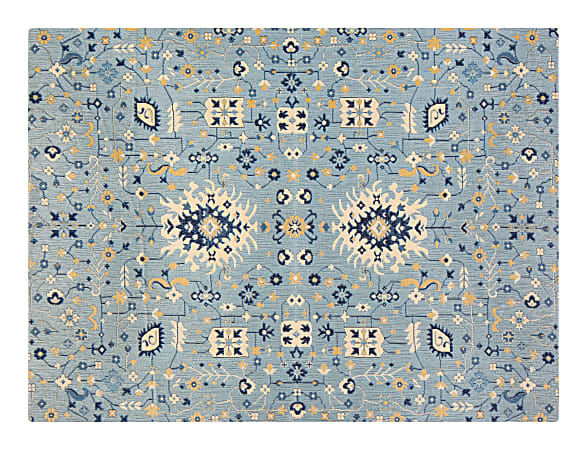 Anji Mountain Tabriz Rug’d Chair Mat, 1/4"H x 36”W x 48”D, Blue/Beige/Gold