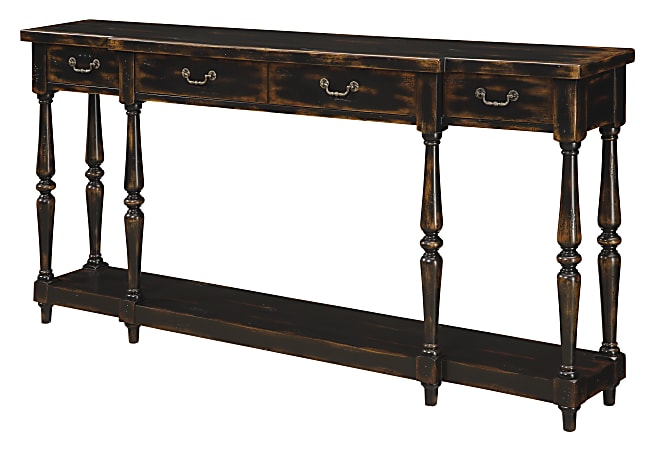 Coast to Coast 4-Drawer Console Table, 34-1/2"H x 72"W x 12"D, Brown