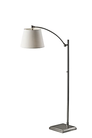 Adesso® York Floor Lamp, 66”H, Off-White Shade/Brushed Silver