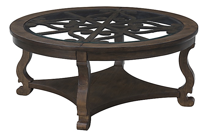 Coast to Coast Orchard Park 42"W Wood Round Cocktail Table, Brown