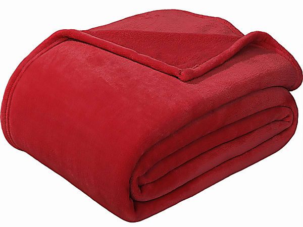 Sedona House® Premium Microfiber Velvet Plush Flannel Throw Blanket, 90" x 90" Full/Queen, Red