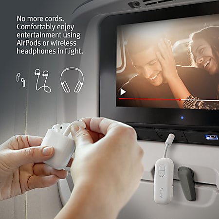 Twelve South AirFly Duo Wireless transmitter with audio sharing for up to 2 AirPods wireless headphones to any audio jack for use on airplanes boats or in gym home auto 33 ft