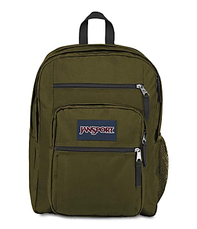 Jansport Big Student Backpack, 70% Recycled, Army Green