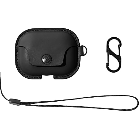 Twelve South AirSnap Pro Carrying Case Apple AirPods Pro - Black - Top Grain Leather, Metal, Full Grain Leather Body - Clip, Wristlet Strap, Wrist Strap, Carrying Strap - 1.3" Height x 5.3" Width x 3.3" Depth - 1 Pack