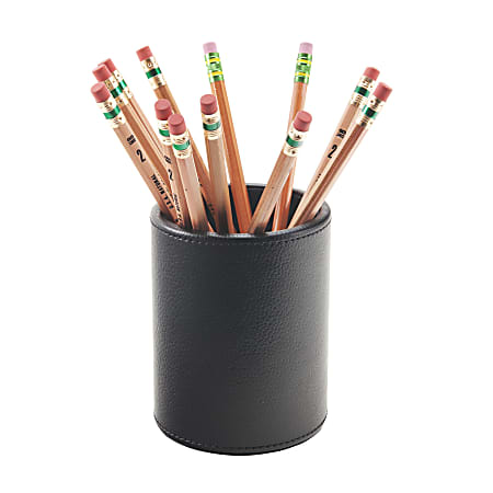 Realspace Black Faux Leather Pencil Cup - Office Depot