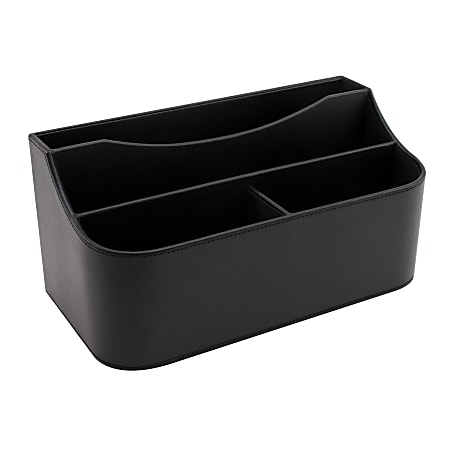 7 Compartments Pu Leather Desk Accessories Desk Organizer Collection  Stationery Storage Box Tidy Desktop Office Stationery Box Black