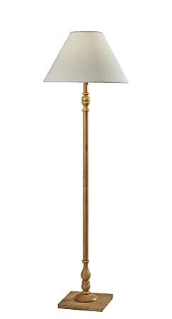 Adesso Rigby Floor Lamp, 59-1/2”H, White Shade/Natural Base