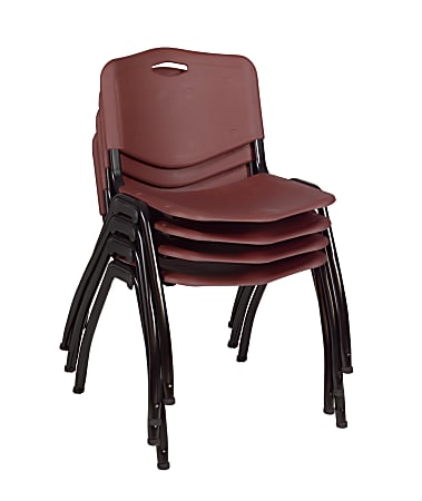 Regency M Breakroom Stacking Chairs, Chrome/Burgundy, Pack Of 4 Chairs