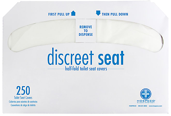 Hospeco Discreet Seat Half Fold Recycled Fiber Toilet Seat Covers, White, 250 Covers Per Pack, Case Of 4 Packs