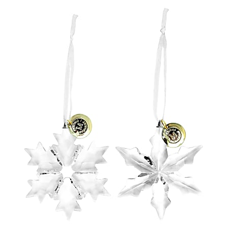 Martha Stewart Holiday Crystal Snowflake 4 Piece Ornament Set Clear