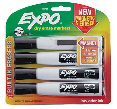 EXPO Low Odor Dry Erase Markers, Chisel Tip, Black, 2 Pack