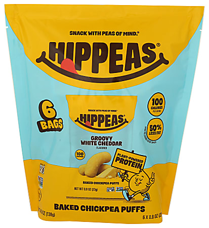 HIPPEAS Chickpea Puffs, White Cheddar, 0.8 Oz, Total Qty 72