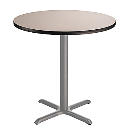 National Public Seating Round Café Table, X-Base, 36"H x 36"W x 36"D, Gray Nebula/Gray