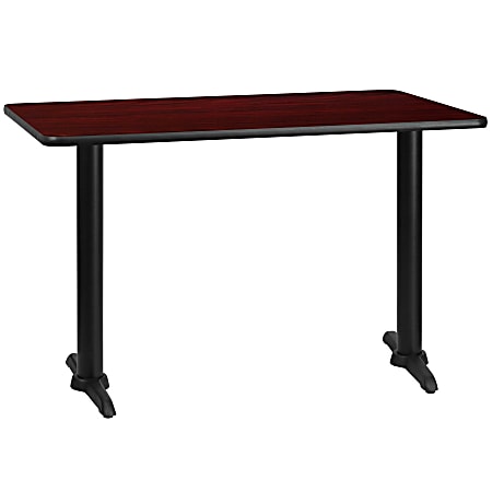 Flash Furniture Laminate Rectangular Table Top With Table-Height Table Bases, 31-1/8"H x 30"W x 48"D, Mahogany/Black