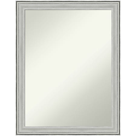 Amanti Art Non-Beveled Rectangle Framed Bathroom Wall Mirror, 27” x 21”, Bel Volto Silver