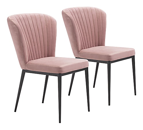 Zuo Modern Tolivere Dining Chairs, Pink/Pink, Set Of 2 Chairs