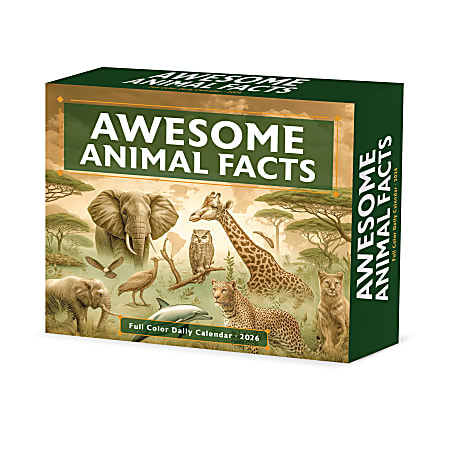 2026 Willow Creek Press Page-A-Day Daily Desk Calendar, 6-1/4" x 5-1/2", Awesome Animal Facts, January To December, 55151