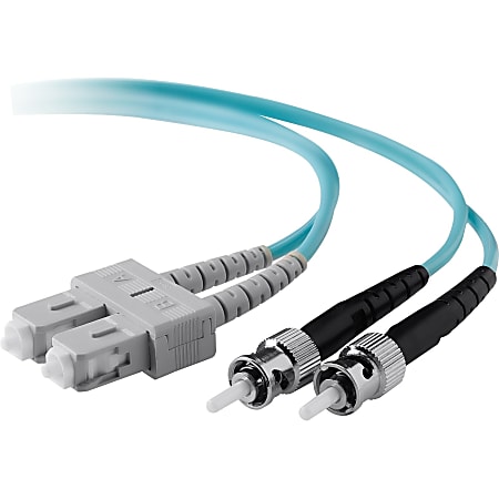 Belkin 10 Gig Aqua - Patch cable - ST/PC multi-mode (M) to SC/PC multi-mode (M) - 10 m - fiber optic - 50 / 125 micron - OM3 - aqua