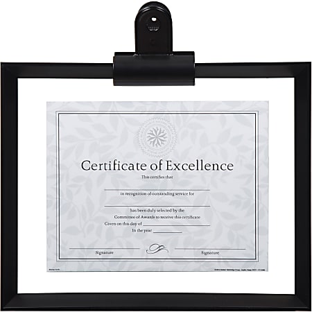 Dax Burns Grp. Float Frame w/ Clip - 0.90" x 12.60" x 15.60" Frame Size - Holds 11" x 14" Insert - Horizontal, Vertical - Clip Holder - 1 Each - Glass - Black