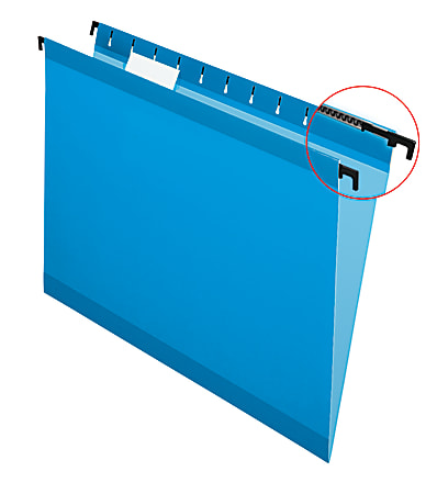 Pendaflex® SureHook™ Reinforced Hanging Folders, 1/5-Cut, Letter Size, Blue, Box Of 20