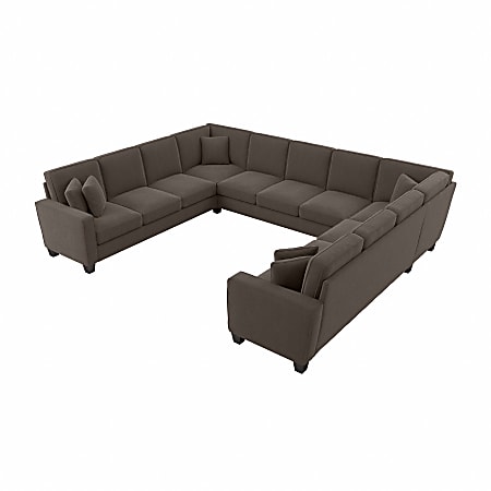 Bush® Furniture Stockton 137"W U-Shaped Sectional Couch, Chocolate Brown, Standard Delivery