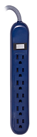 Cordinate 6-Outlet Surge Protector, 3' Cord, Blue/White, 44202