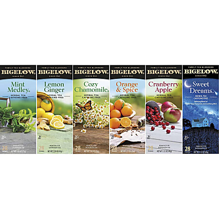 Bigelow® Herbal Assortment Tea Bags, 28 Per Box, Carton Of 6 Boxes