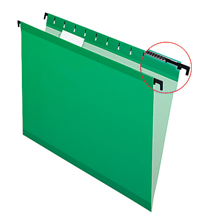 Pendaflex® SureHook™ Reinforced Hanging Folders, 1/5-Cut, Letter Size, Bright Green, Box Of 20