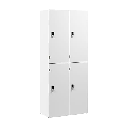 Bush Business Furniture Assure Two Tier 4 Door Storage Lockers with Keypad Locks, White, Standard Delivery