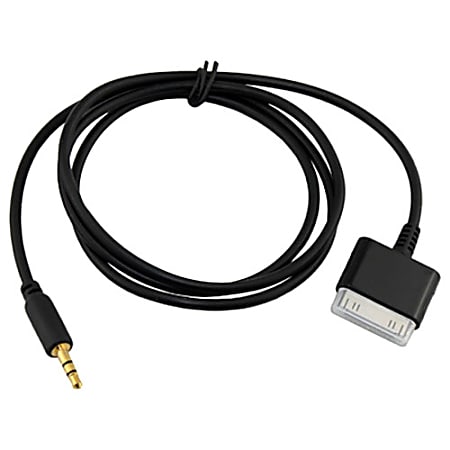 4XEM 30-Pin to 3.5mm Stereo Mini Jack Cable for iPhone/iPod/iPad - 3 ft Mini-phone/Proprietary Audio/Data Transfer Cable for iPod, Audio Device, iPhone, iPad, Headphone - First End: Mini-phone Stereo Audio - Male - Second End: 30-pin Proprietary - Black