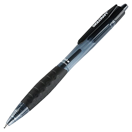 SKILCRAFT® Retractable Ballpoint Pens, Bold Point, 1.4mm, Black Barrel, Black Ink, Pack Of 12