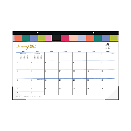 Blue Sky™ Idlewild Monthly Desk Calendar, 17” x 11”, Painted Rainbow, January To December 2022, 134916