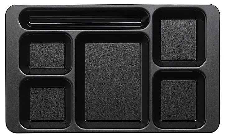 Cambro Camwear® 5-Compartment Trays, 15"W, Black, Pack Of 24 Trays