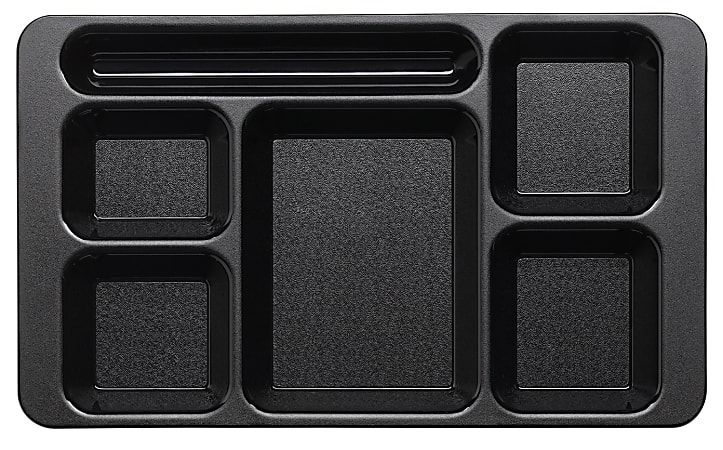Cambro Camwear® 5-Compartment Trays, 15"W, Black, Pack Of