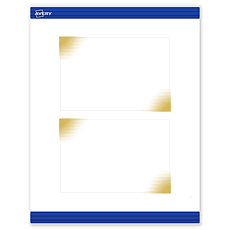 Avery&reg; Printable Postcards With Sure Feed&reg; Technology, 4" x 6", Matte White With Preprinted Gold-Blush Pattern, Pack Of 20