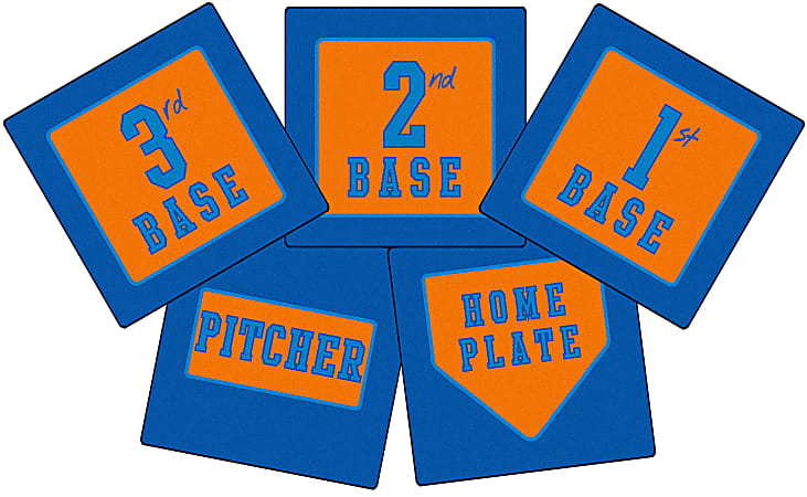 Flagship Carpets 5-Piece Stay Put Throw Down Base Set, 15" x 15", Blue/Orange
