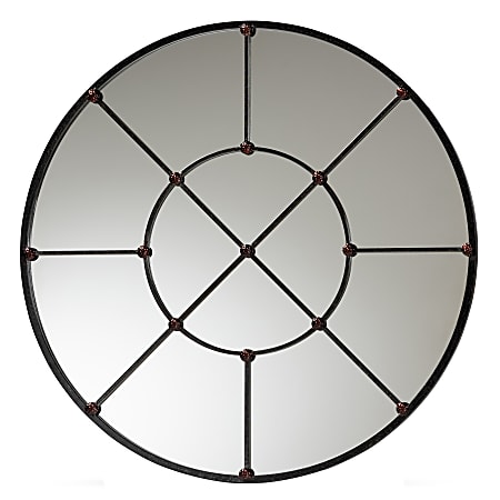 Baxton Studio Ohara Accent Wall Mirror, 36”H x 36”W x 5/8”D, Black