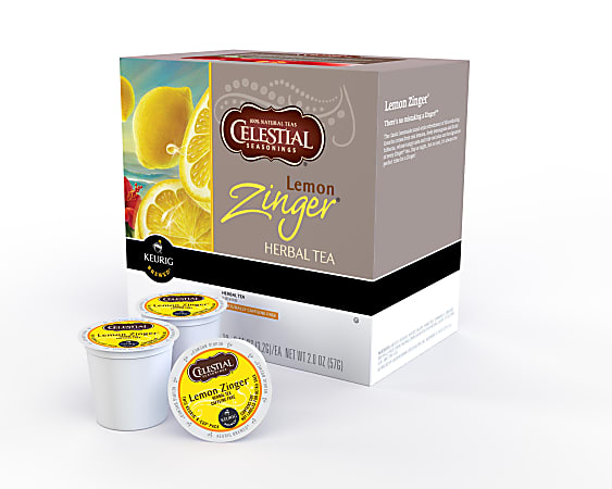 Celestial Seasonings® Pods Lemon Zinger® Pods Tea K-Cup® Pods, 0.40 Oz, Box Of 18