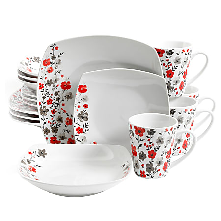 Gibson Home Rosetta Floral 16-Piece Fine Ceramic Dinnerware