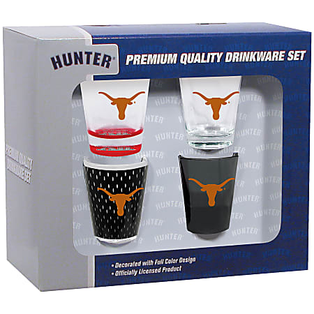 Hunter® NCAA Shot Glass Collector Set, 2 Oz, Texas Longhorns, Pack Of 4